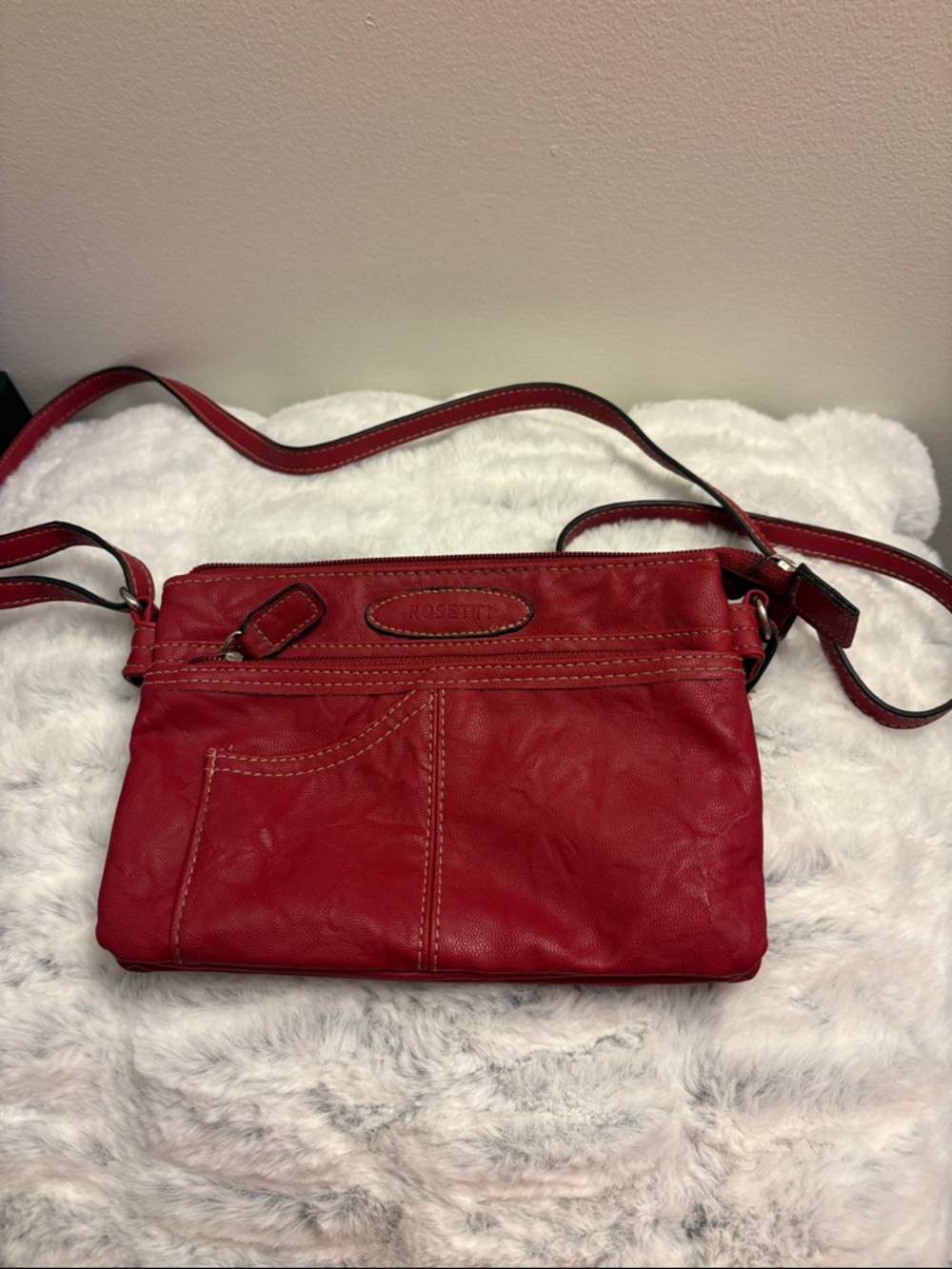 Rosetti Red Leather Crossbody Wristlet